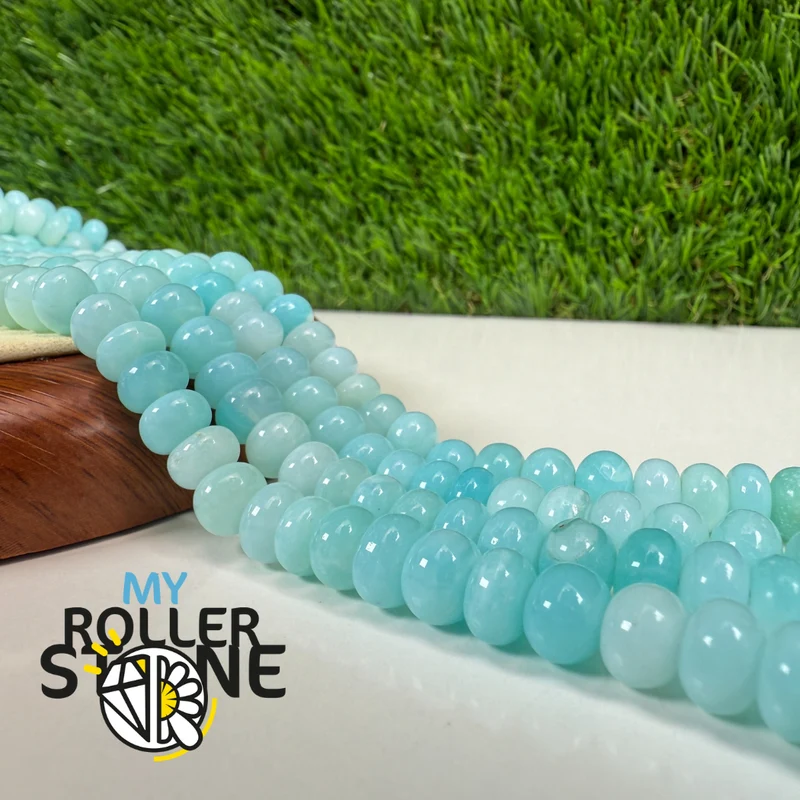 Glatte blaue Opalperlen – Rondelle-Form