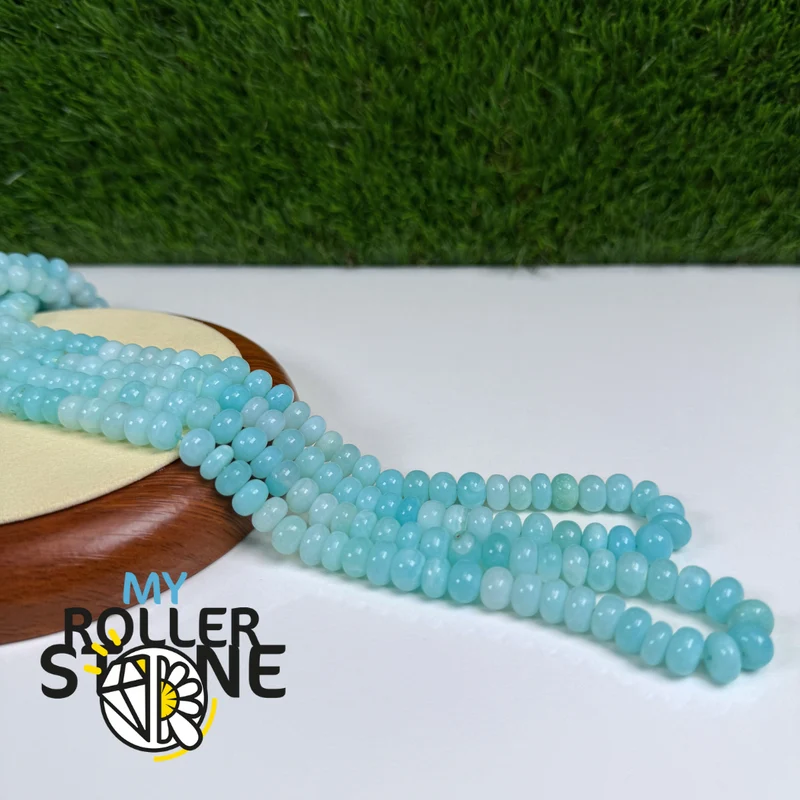 Glatte blaue Opalperlen – Rondelle-Form
