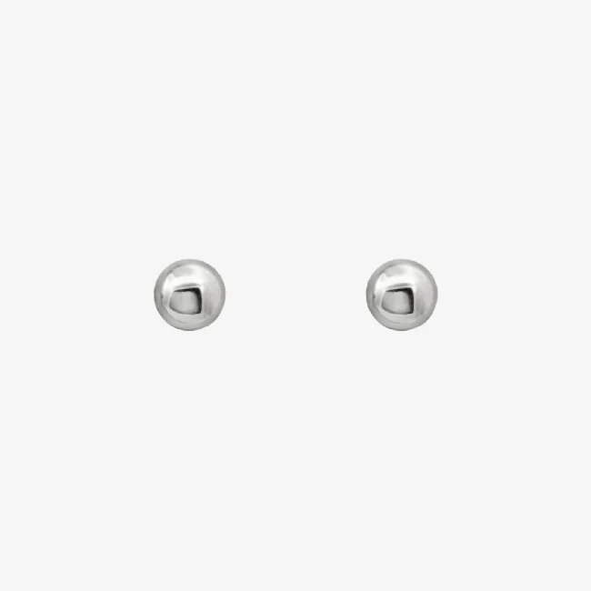 4mm Rhodium Silver Ball Stud Earrings
