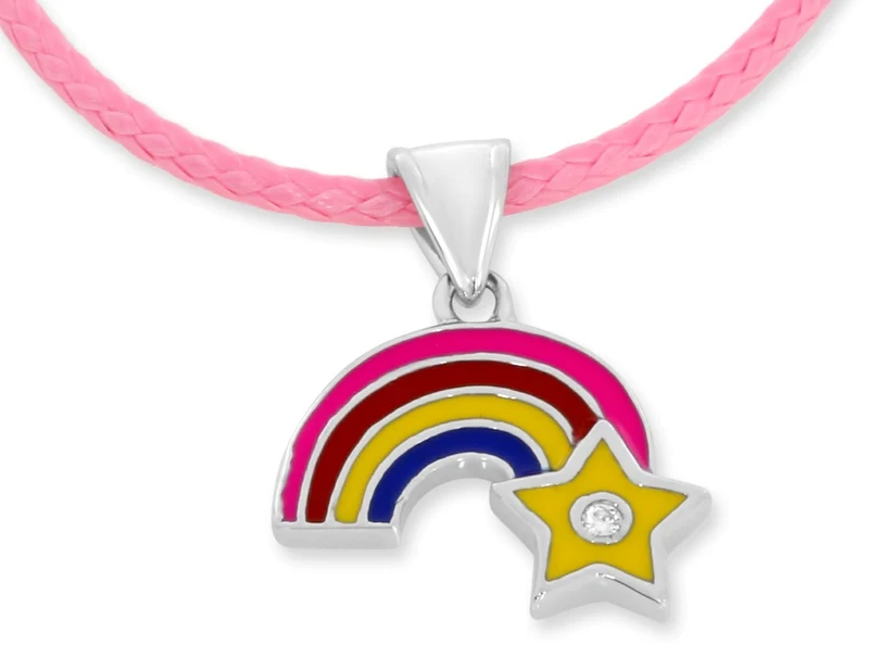 KINDERKETTE, REGENBOGEN ANHÄNGER, 925 SILBER
