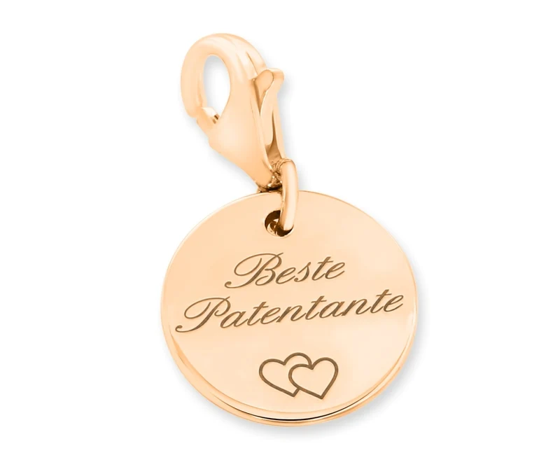GESCHENK PATENTANTE NAMENSANHÄNGER MIT GRAVUR ROSÉGOLD CHARM PERSONALISIERBAR