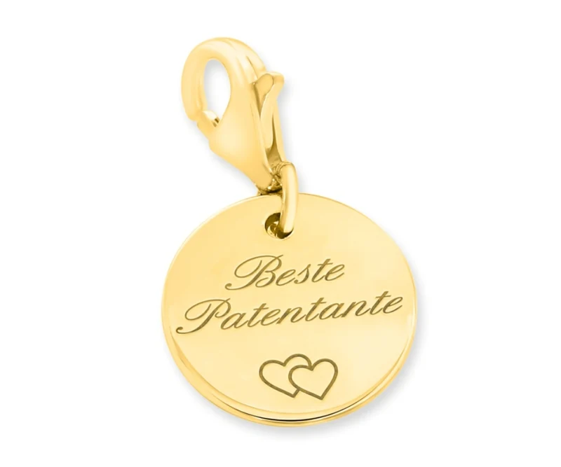 SCHMUCK ANHÄNGER PERSONALISIERT CHARM MIT GRAVUR 925 SILBER GOLD GESCHENK TANTE
