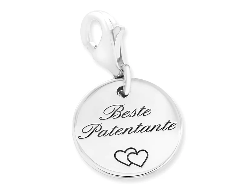 CHARM ANHÄNGER MIT GRAVUR SILBERCHARM TEXT 925 SILBER CHARMS GESCHENK PATENTANTE