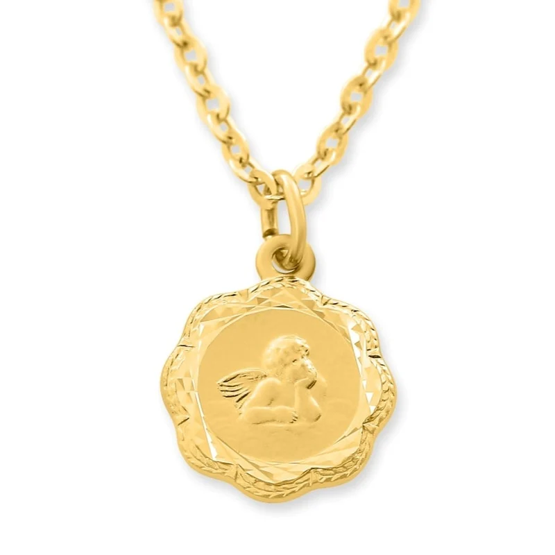 GESCHENK ZUR KOMMUNION ODER TAUFE SCHUTZENGEL HALSKETTE GOLD TAUFSCHMUCK