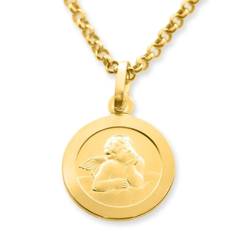 TAUFSCHMUCK MIT ENGEL GOLD SCHMUCK MIT GRAVUR TAUFKETTE SCHUTZENGEL AUF WOLKE