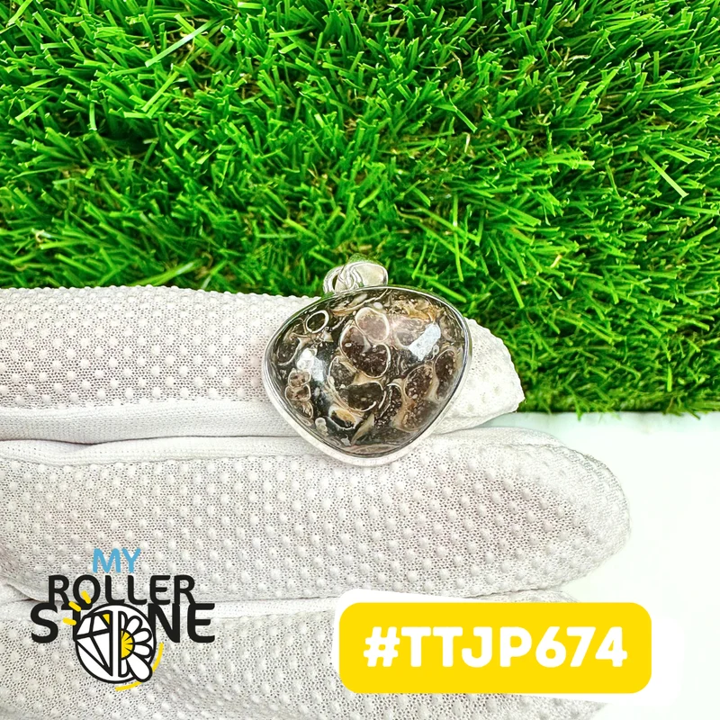 Turritella-Jaspis-Anhänger, Silber 925 #TTJP674