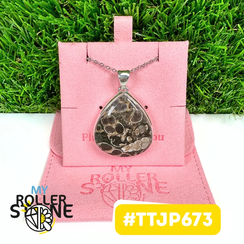 Turritella-Jaspis-Anhänger, Silber 925 #TTJP673