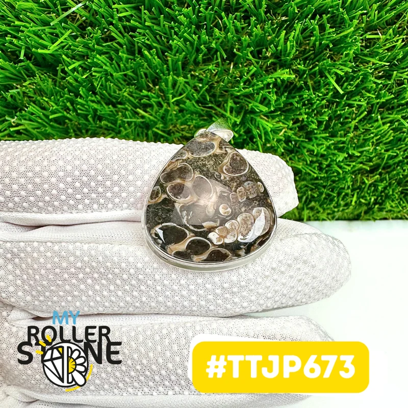 Turritella-Jaspis-Anhänger, Silber 925 #TTJP673