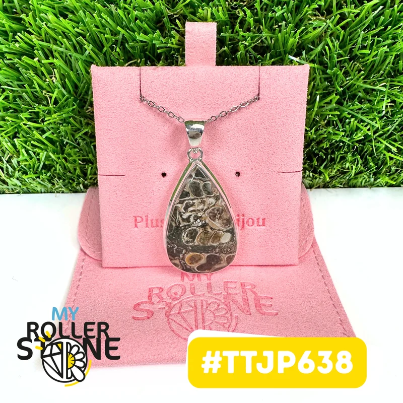 Turritella-Jaspis-Anhänger, Silber 925 #TTJP638