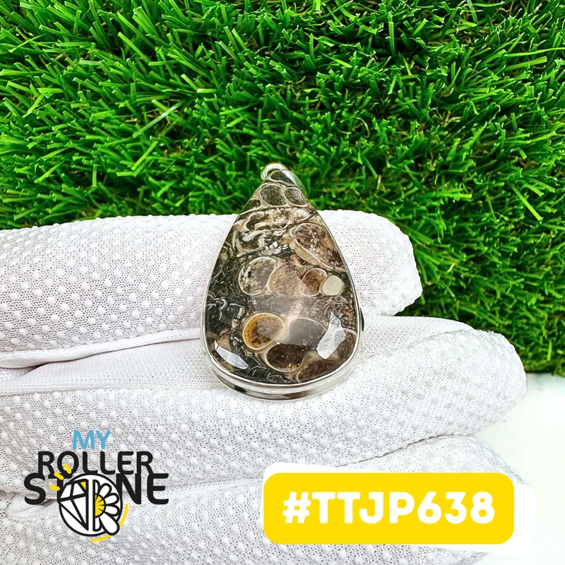 Turritella-Jaspis-Anhänger, Silber 925 #TTJP638