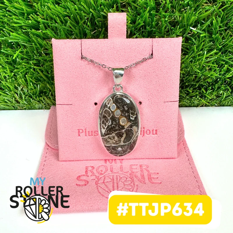 Turritella-Jaspis-Anhänger, Silber 925 #TTJP634