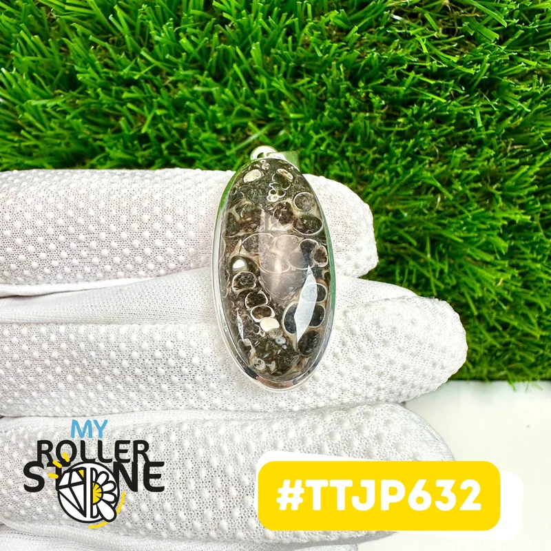 Turritella-Jaspis-Anhänger, Silber 925 #TTJP632