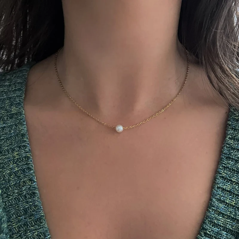 Single Pearl | 18K vergoldete Perlenkette