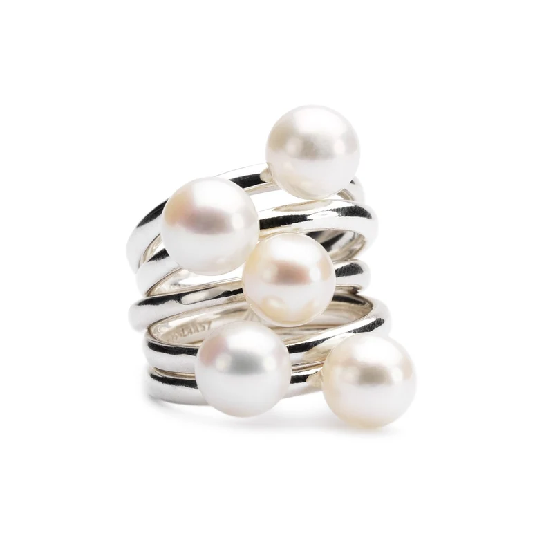 Grauer Perlen Ring