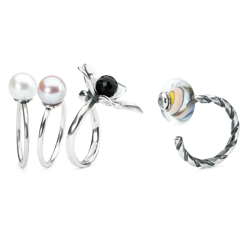 Grauer Perlen Ring