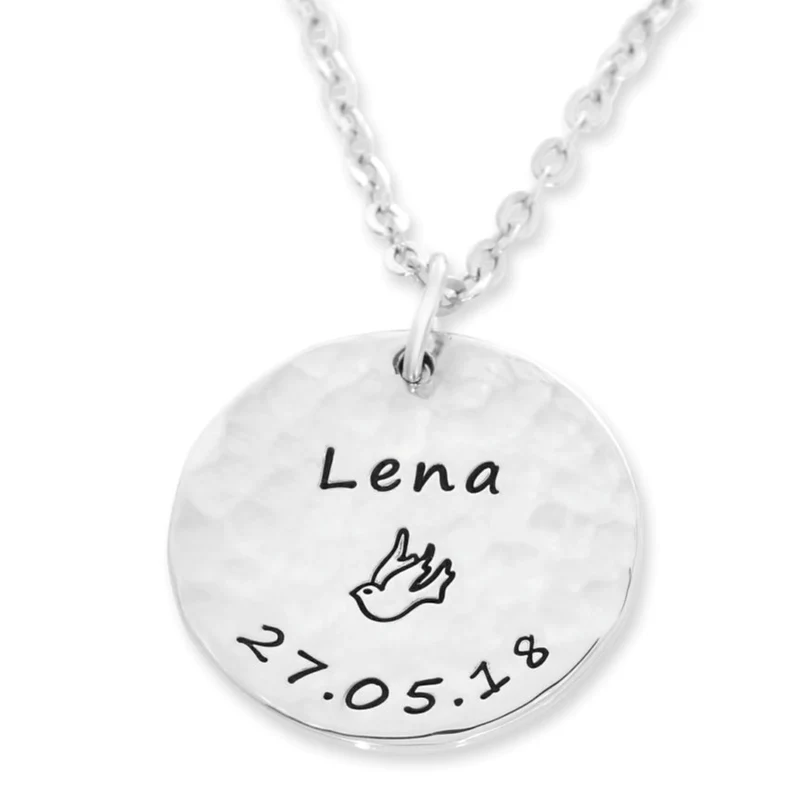 KETTE MIT NAMEN SCHMUCK ONLINE 925 SILBER NAMENSKETTE GEHÄMMERT