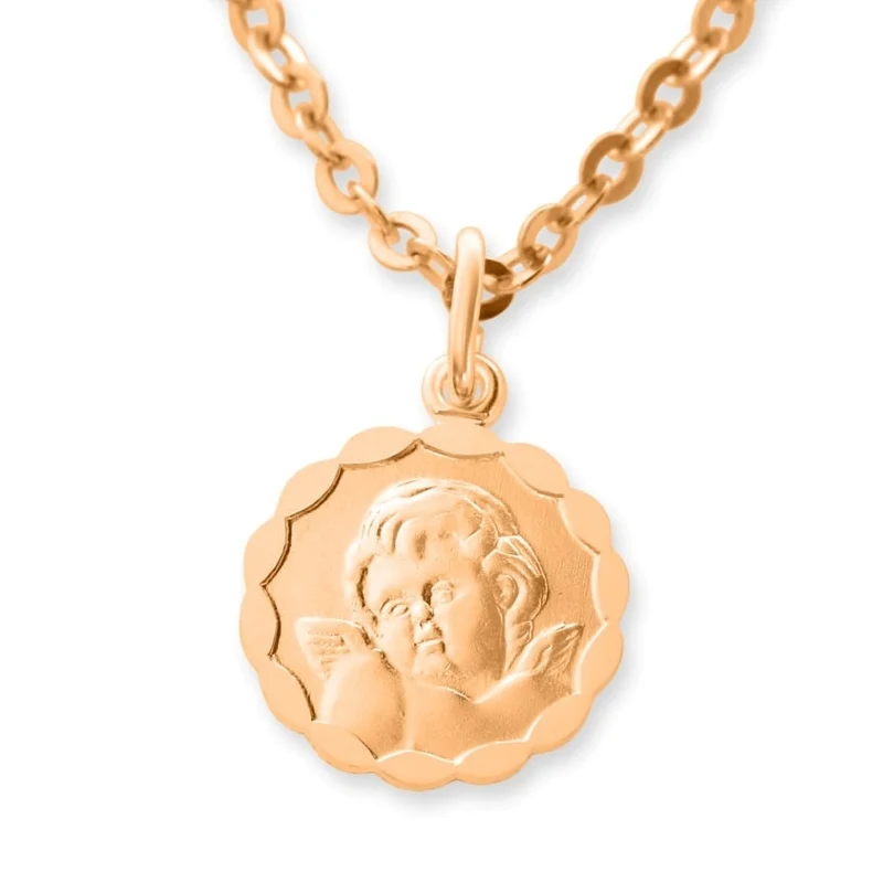 GESCHENK ZUR TAUFE KOMMUNION SCHUTZENGEL HALSKETTE ROSÉ GOLD TAUFSCHMUCK