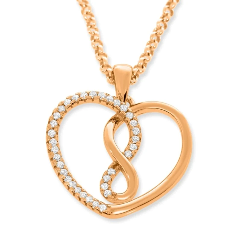 KETTE MIT HERZ ANHÄNGER HERZSCHMUCK HALSKETTE DAMEN UNENDLICHKEITSSCHLEIFE