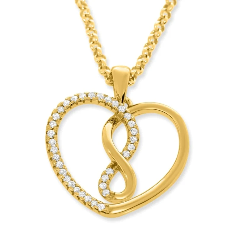 KETTE MIT ZIRKONIA HERZ HERZKETTE GOLD HALSKETTE HERZANHÄNGER DAMEN
