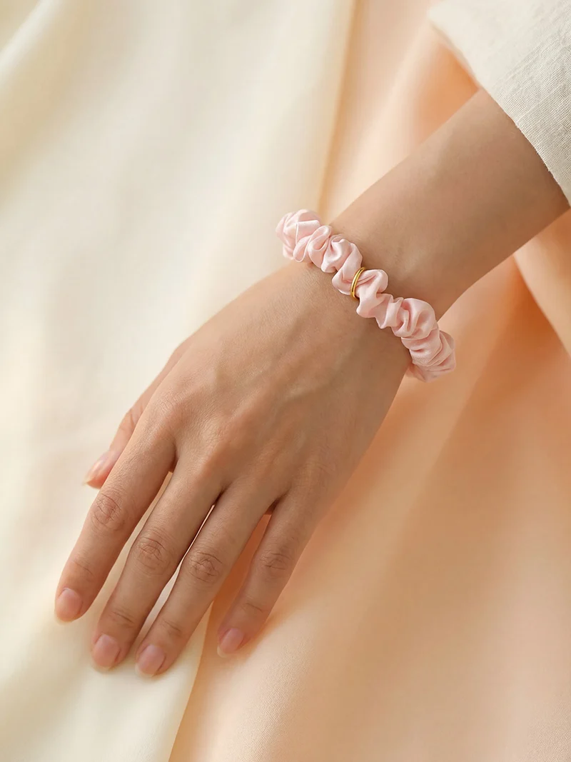 Blissful Pure Silk Scrunchie Cream Pink