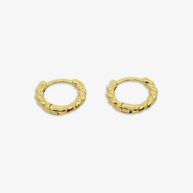 Gold Rope 10mm Sleeper Hoop Earrings