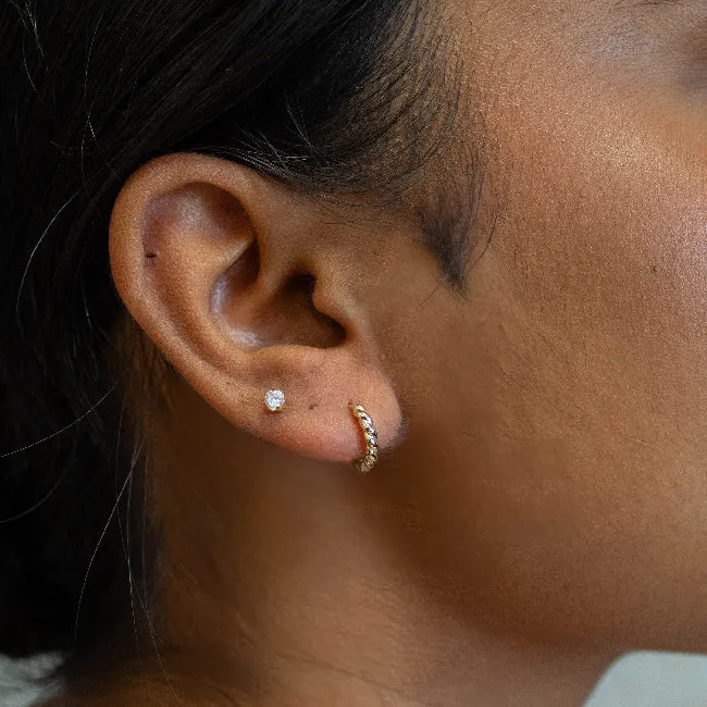 Gold Rope 10mm Sleeper Hoop Earrings
