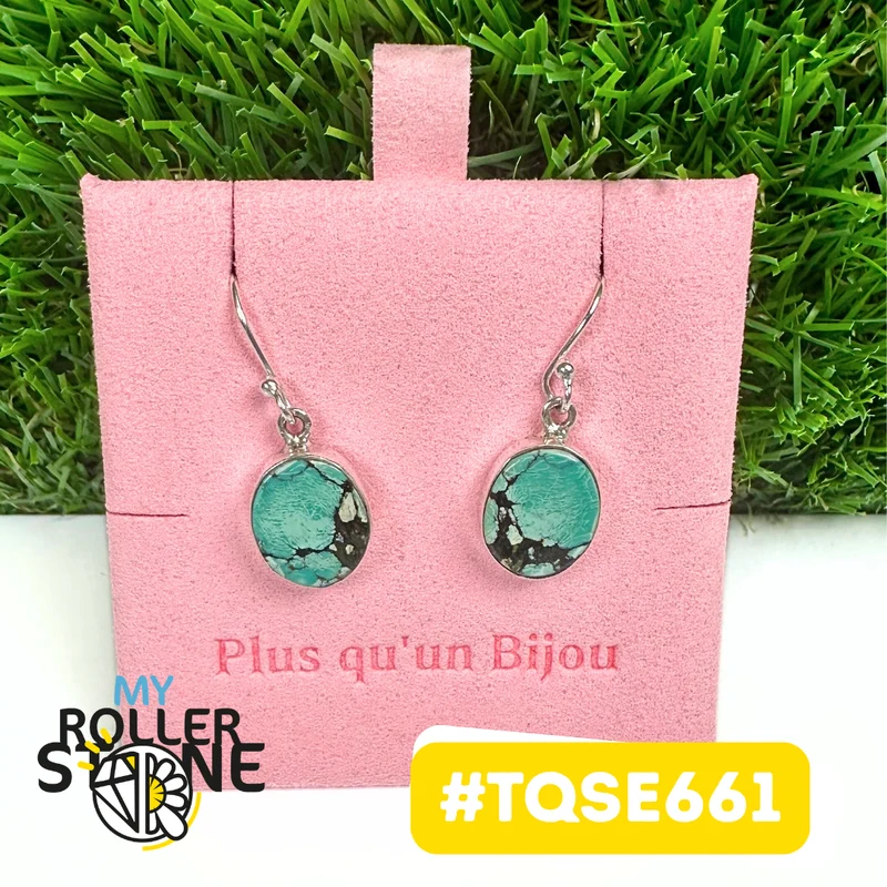 Ohrringe aus tibetischem Türkis in 925er Sterlingsilber #TQSE661