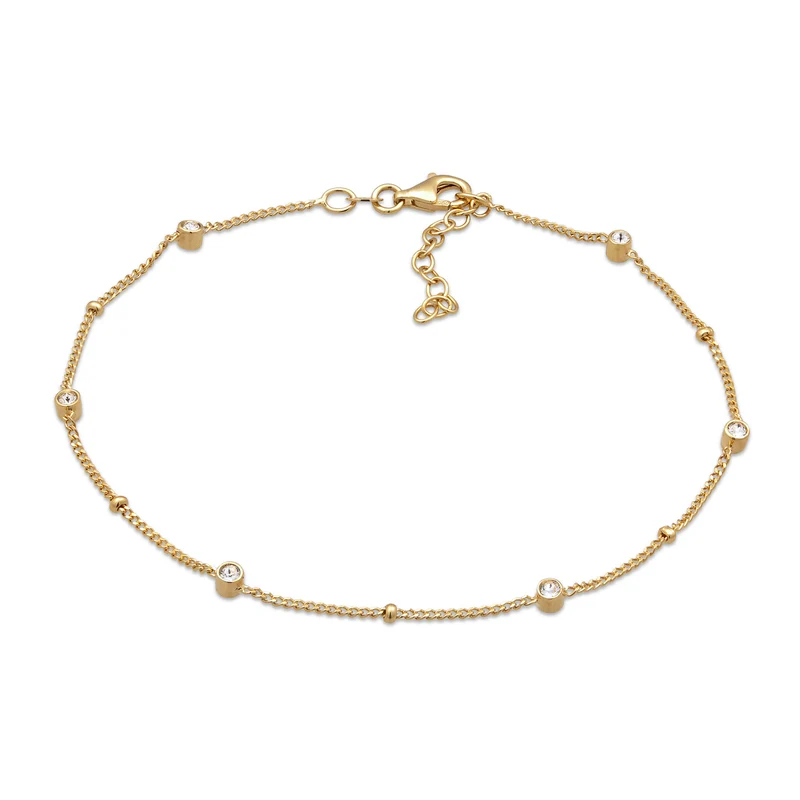 Fußkettchen Kugeln | Mit Kristallen von Swarovski® (Weiß)