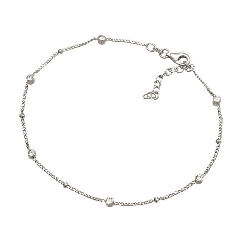 Fußkettchen Kugeln | Mit Kristallen von Swarovski® (Weiß)