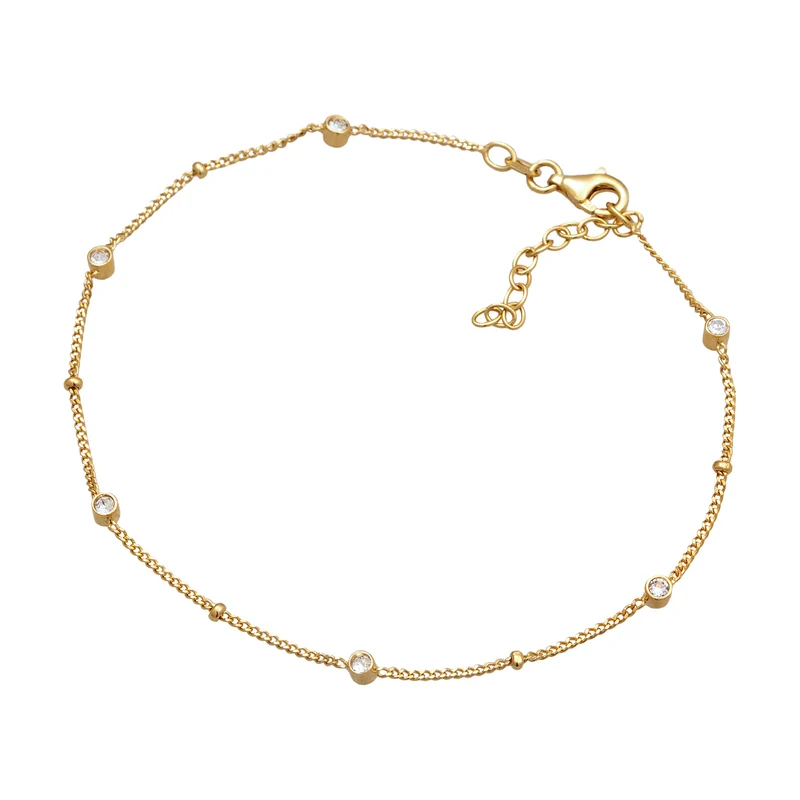 Fußkettchen Kugeln | Mit Kristallen von Swarovski® (Weiß)