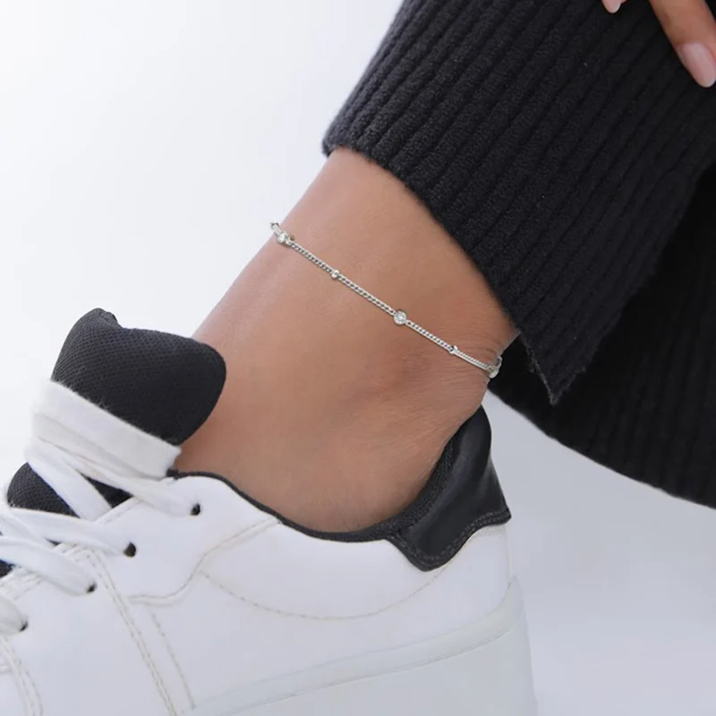 Fußkettchen Kugeln | Mit Kristallen von Swarovski® (Weiß)