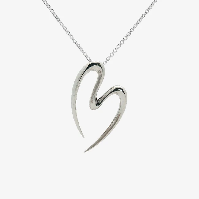 Silver Freehand Heart Chunky Necklace
