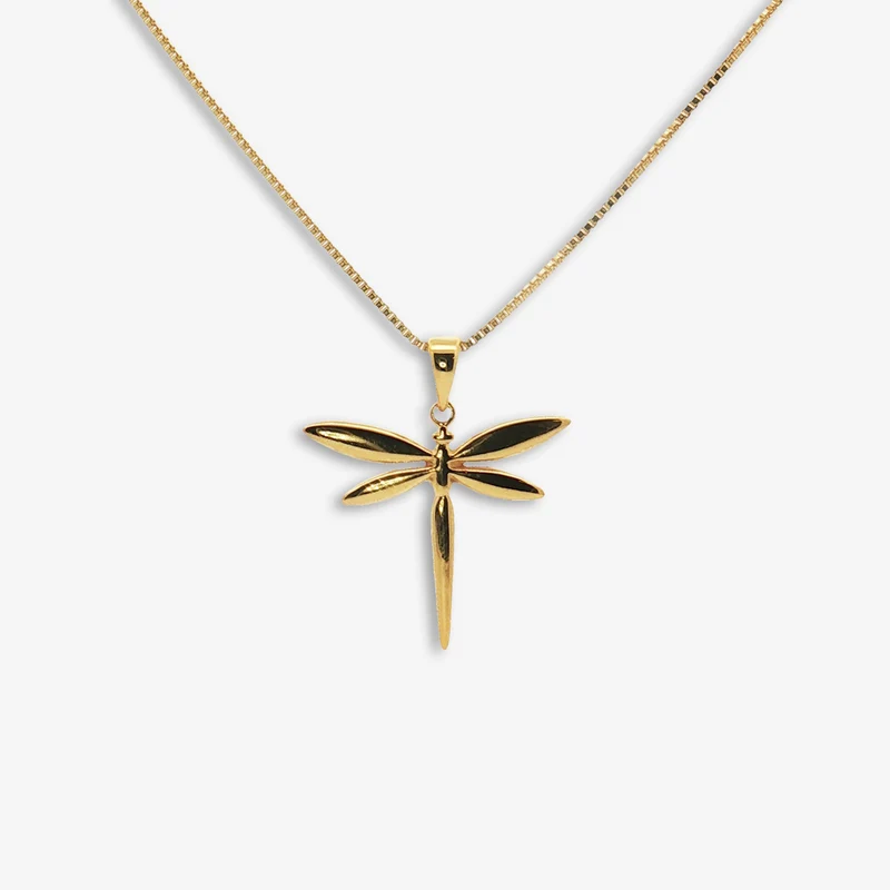 Gold Dragonly Pendant Necklace