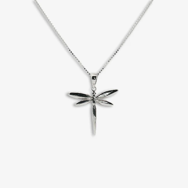Silver Dragonfly Pendant Necklace