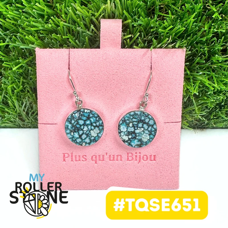 Ohrringe aus tibetischem Türkis in 925er Sterlingsilber #TQSE651