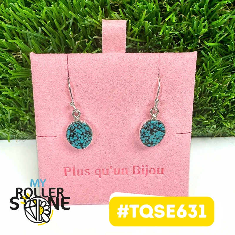 Ohrringe aus tibetischem Türkis in 925er Sterlingsilber #TQSE631