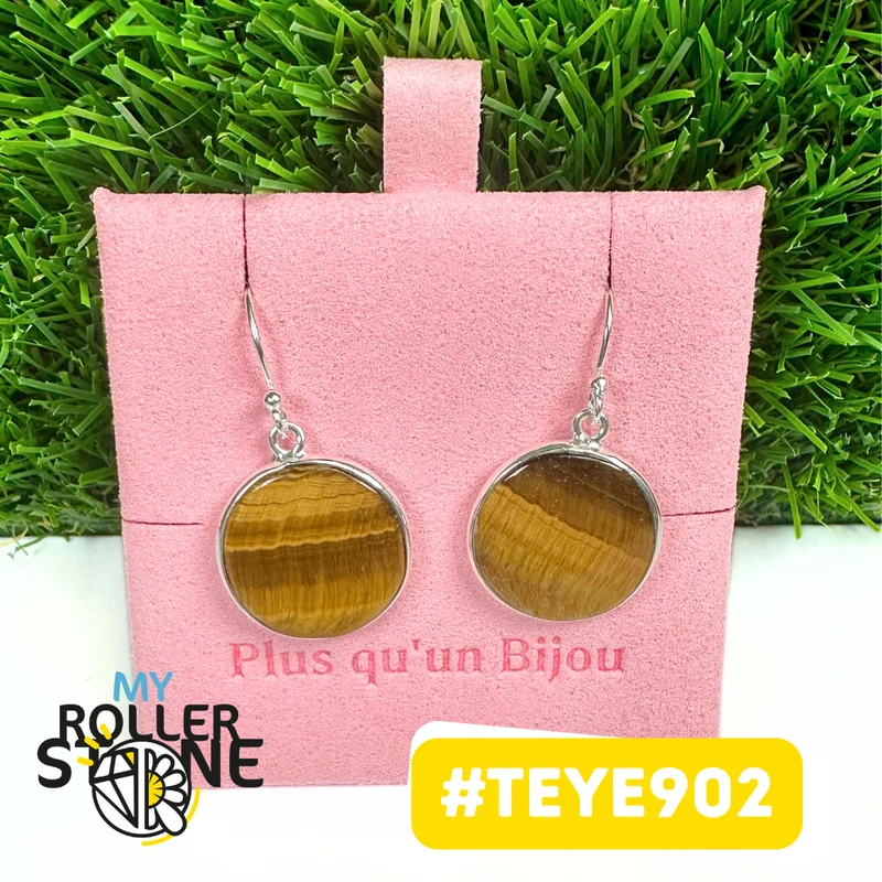 Tigeraugen-Ohrringe, 925er Sterlingsilber #TEYE902