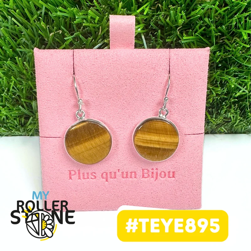 Tigeraugen-Ohrringe, 925er Sterlingsilber #TEYE895