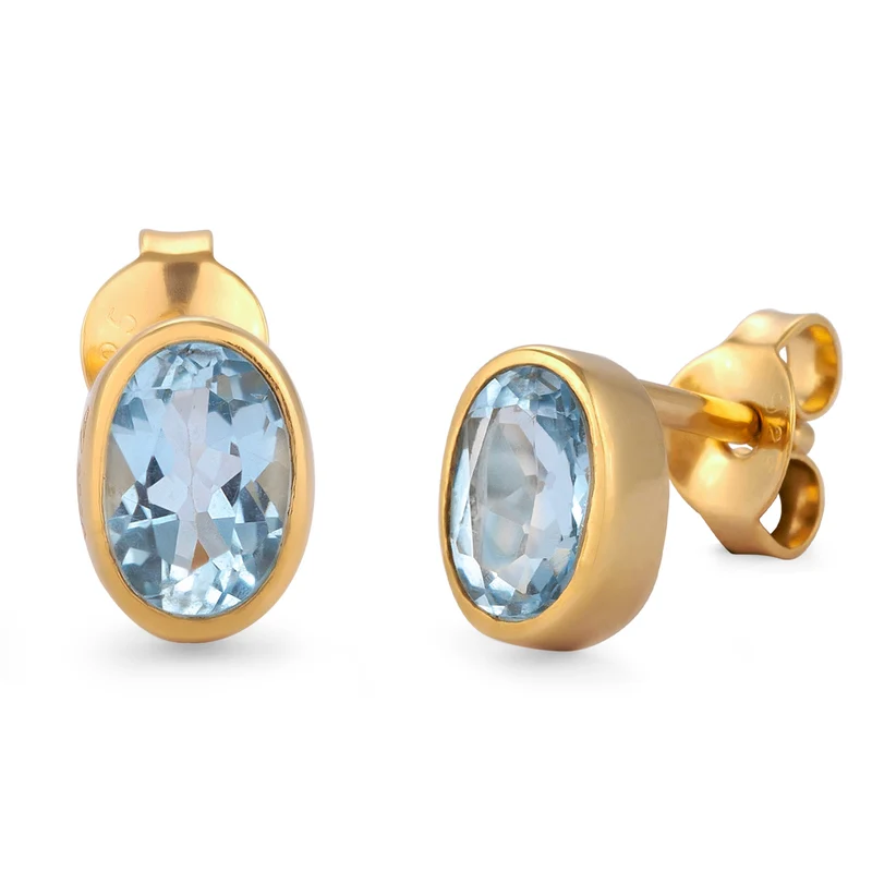 Ohrstecker Oval | Topas (Hellblau)