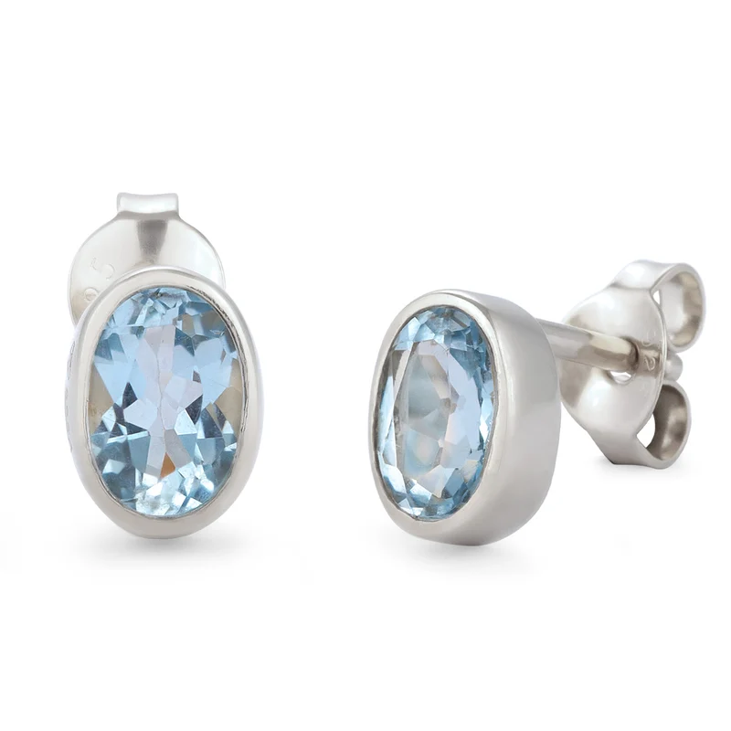 Ohrstecker Oval | Topas (Hellblau)