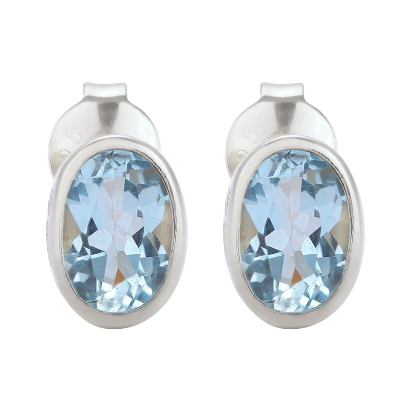 Ohrstecker Oval | Topas (Hellblau)