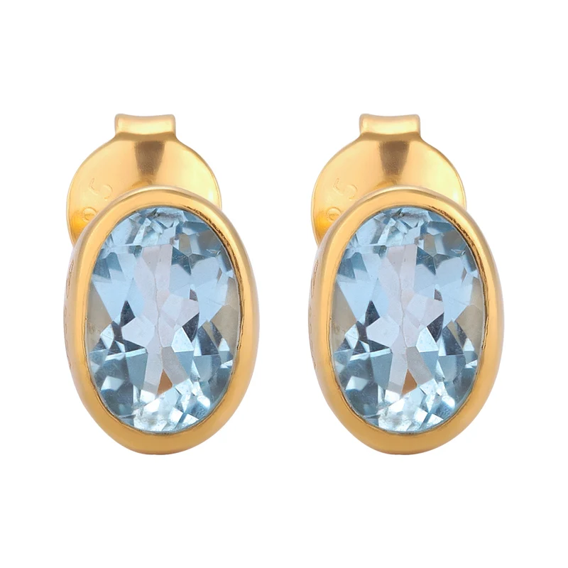 Ohrstecker Oval | Topas (Hellblau)