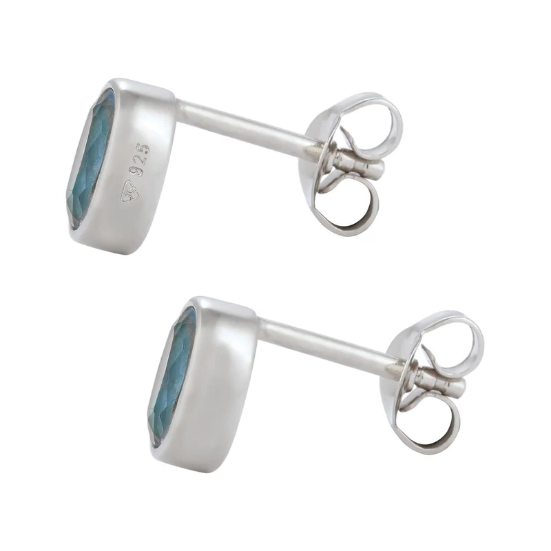 Ohrstecker Oval | Topas (Hellblau)