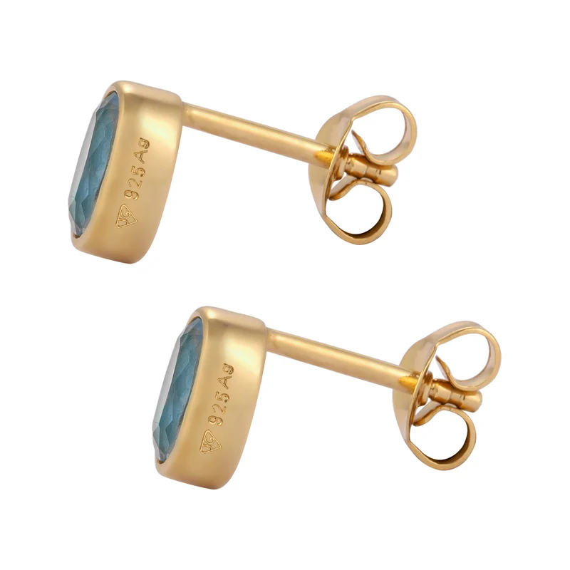 Ohrstecker Oval | Topas (Hellblau)