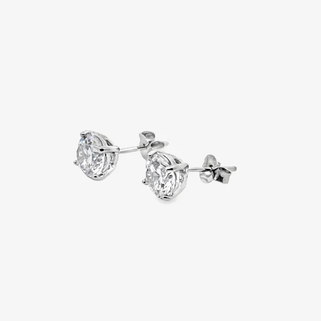Silver 4-Claw Clear Stone 5mm Stud Earrings