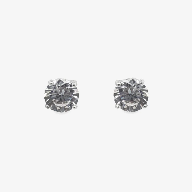 Silver 4-Claw Clear Stone 5mm Stud Earrings