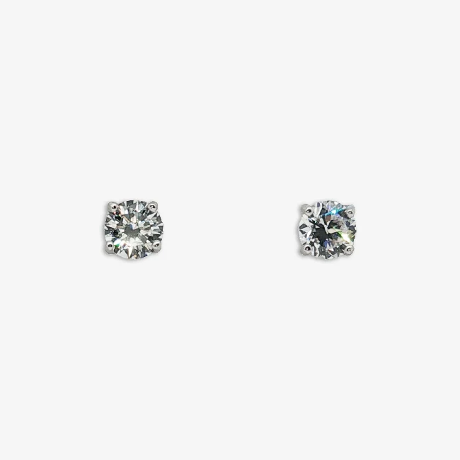 Silver 4-Claw Clear Stone 3mm Stud Earrings
