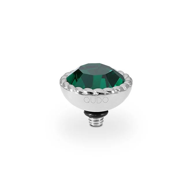Bocconi Silver and Emerald Green Crystal Ring Gem Top, 11mm