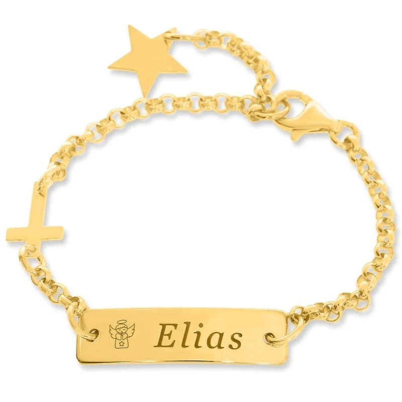 NAMENSKETTCHEN TAUFE GOLD ID-ARMBAND ZUR TAUFE TAUFARMBAND GLIEDERARMBAND