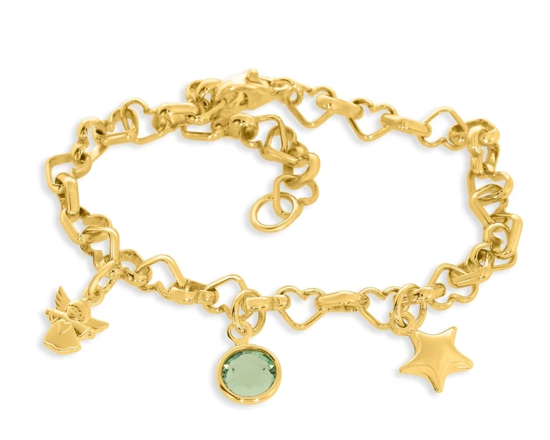 ARMBAND MIT ENGEL GOLD TAUFARMBAND HERZGLIEDER TAUFSCHMUCK DESIGNER ARMBAND